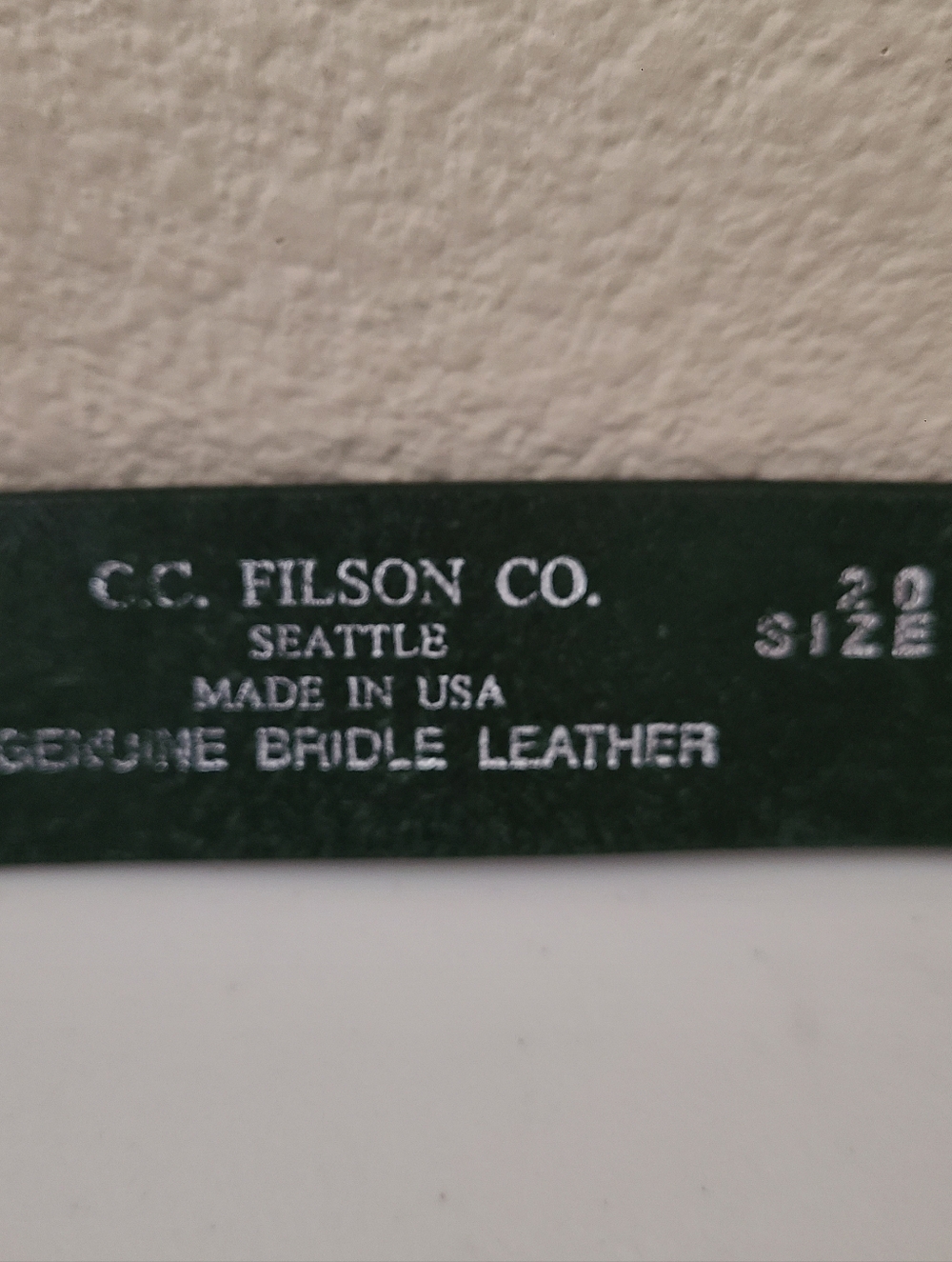 c.c. filson genuine bridle leather belt black made in USA size 38 - Picture 4 of 5